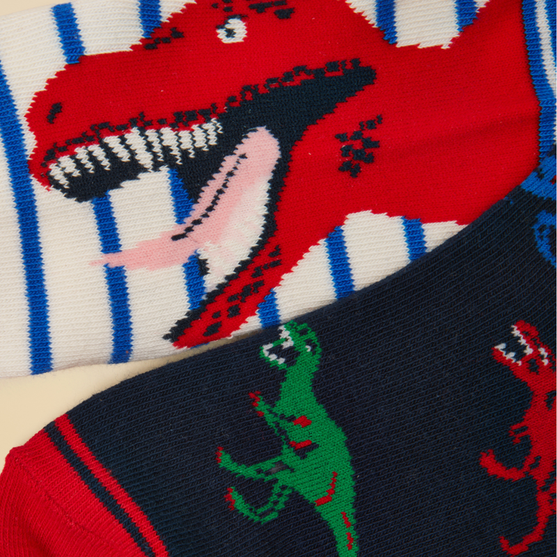 Joules Boys' Eat Feet 2 Pack Socks - Red Dino-2