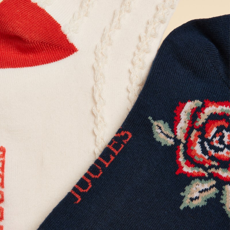 Joules Ladies Everyday 2 Pack Socks - Navy Rose-2