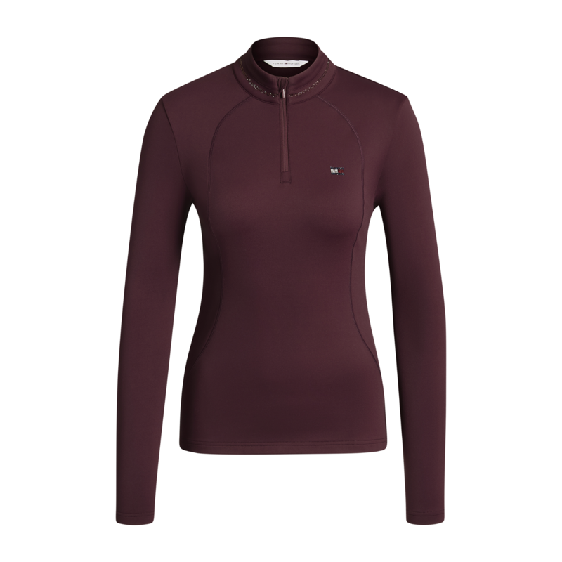 Tommy Hilfiger Cady Women's 1/4 Zip Rhinestone Training Top - Deep Burgundy-3