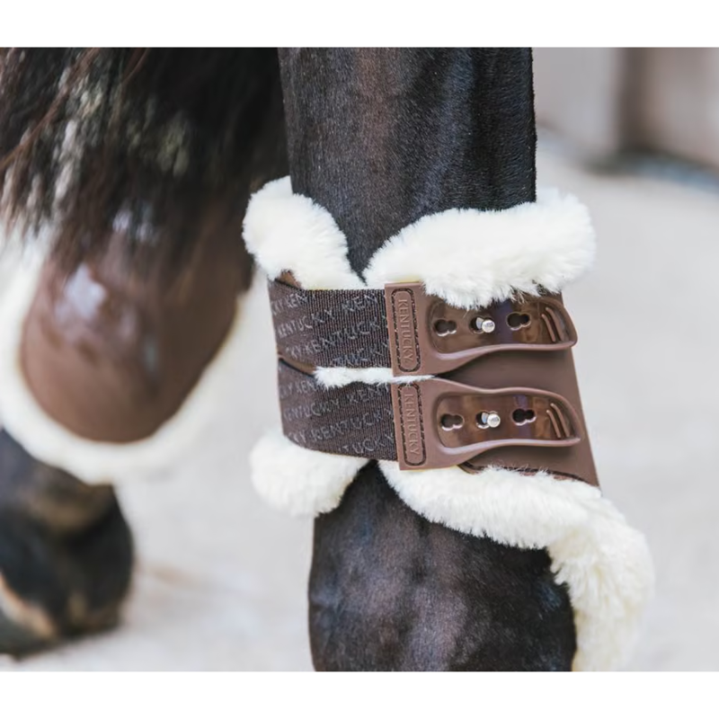 Kentucky Vegan Sheepskin Fetlock Boots Elastic - Brown-2