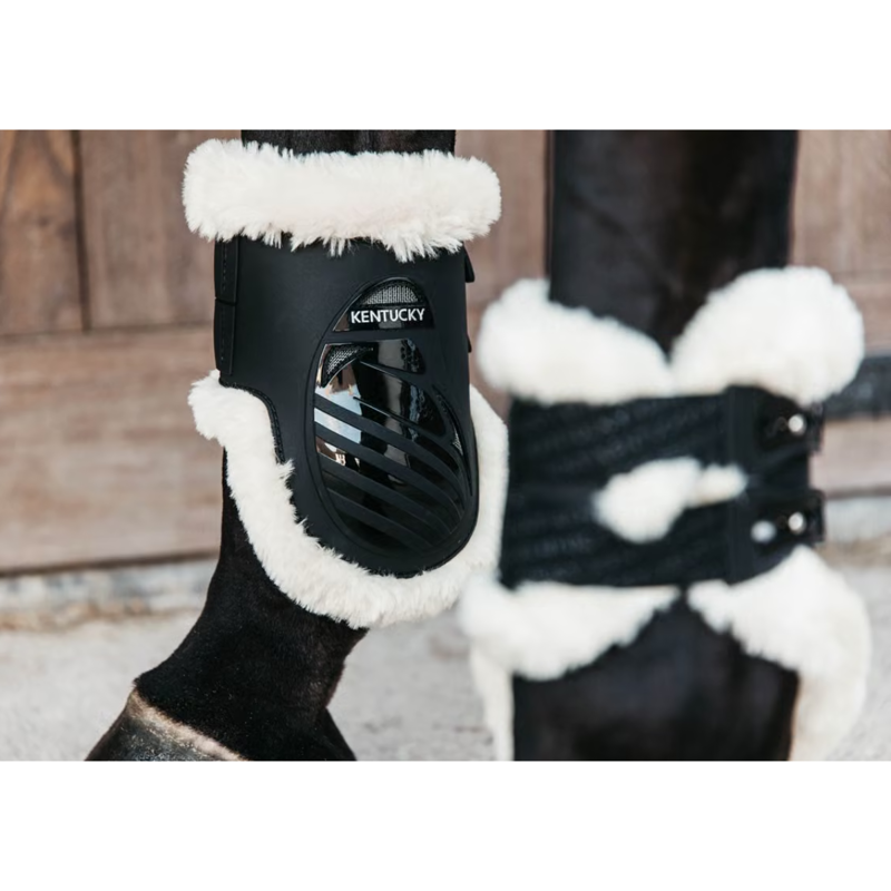 Kentucky Vegan Sheepskin Fetlock Boots Elastic - Black-2
