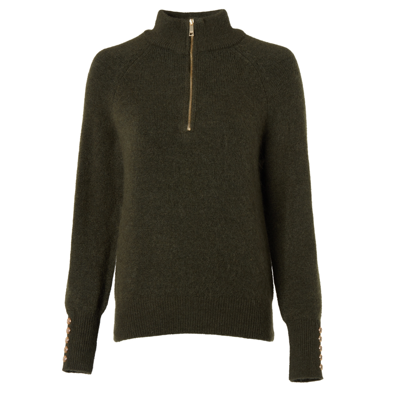 Holland Cooper Tori Quarter Zip Knit - Forest Green-4