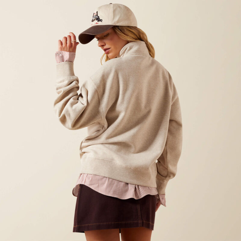 Ariat Women's Running Wild 1/2 Zip Sweatshirt - Oatmeal Heather-1