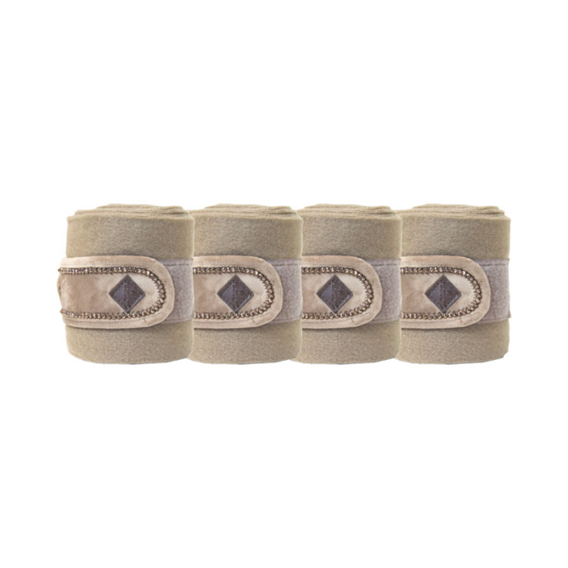 Kentucky Polar Fleece Velvet Pearls Bandages - Beige-2