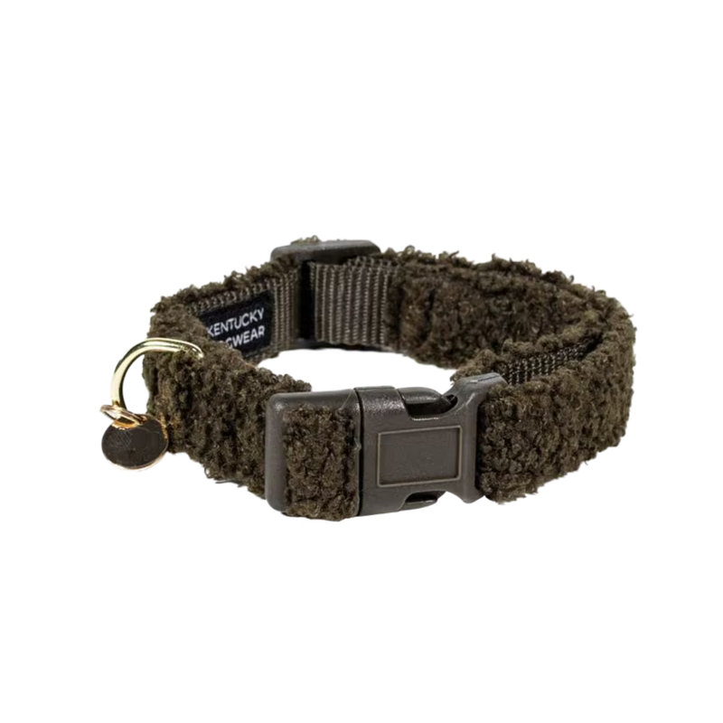 Kentucky Teddy Fleece Dog Collar - Pine Green-2