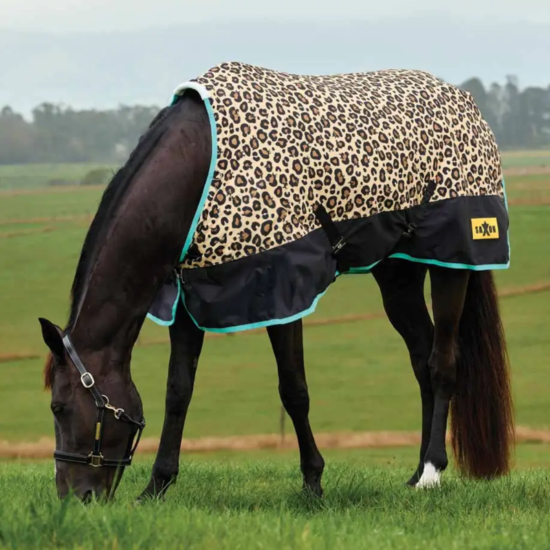Saxon Defiant 600D Standard 200g Turnout Rug - Leopard Print-2