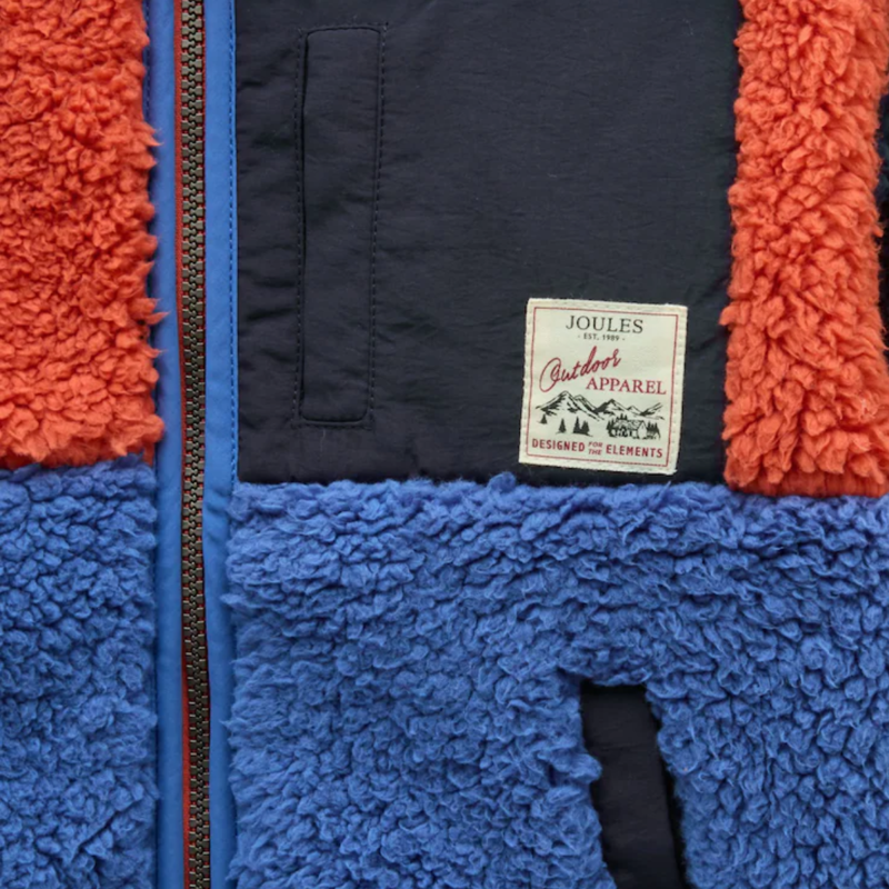 Joules Boys' Billy Full Zip Fleece - Blue/Orange-2