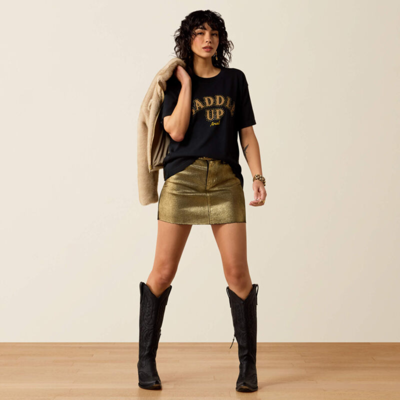 Ariat Women's Saddle Boyfriend T-Shirt - Pigment Black-2