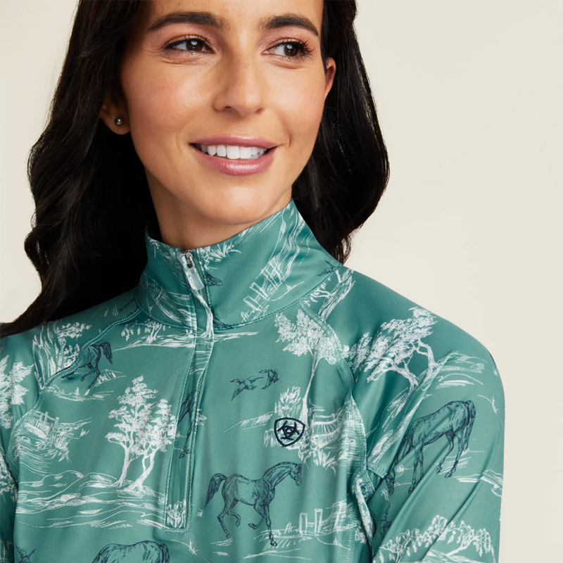 Ariat Women's Lowell 2.0 1/4 Zip Baselayer - Arctic Frolic Print -2