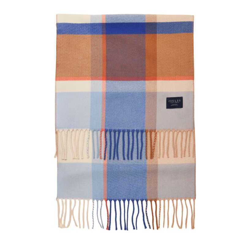 Joules Ladies Langtree Scarf - Blue Cream Check-3