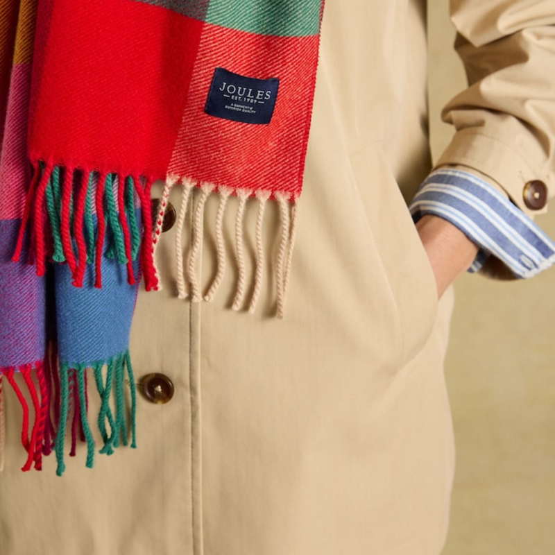 Joules Ladies Langtree Scarf - Bright Gingham-2
