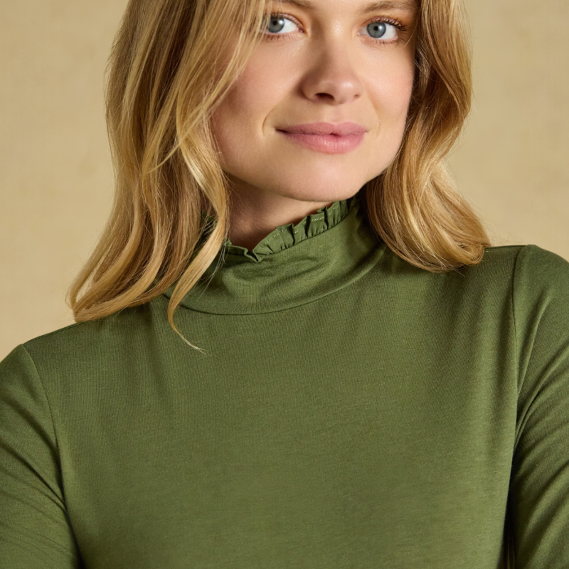 Joules Ladies Amy Jersey Top - Khaki Green-2