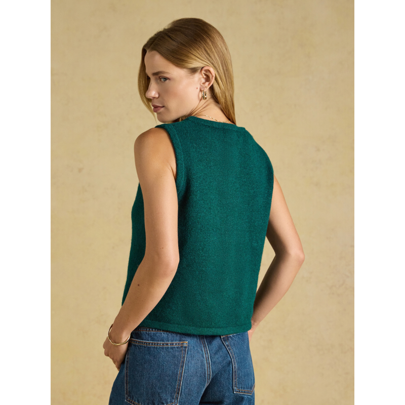 Joules Ladies Holly Button Through Knitted Vest - Green-3