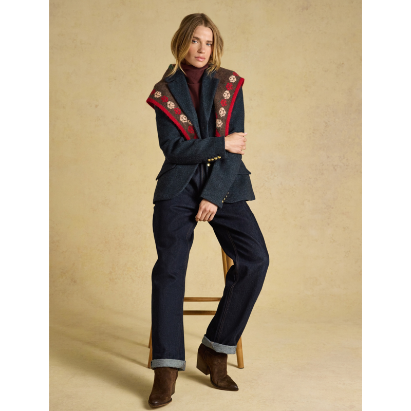 Joules Ladies Canterly Jacket - Navy Herringbone-5