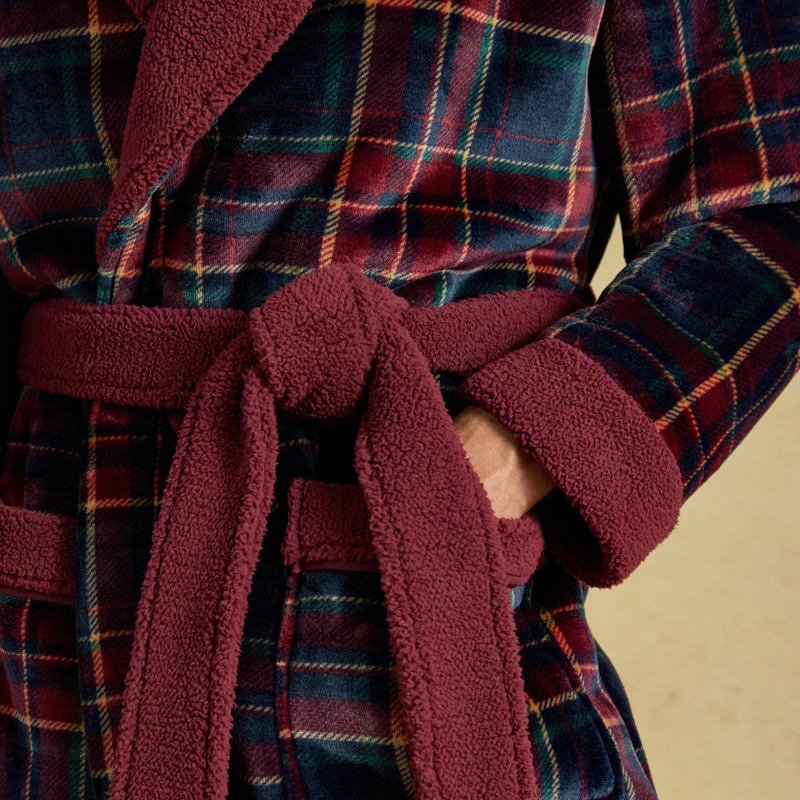 Joules Men's Montague Dressing Gown - Burgundy Red-2