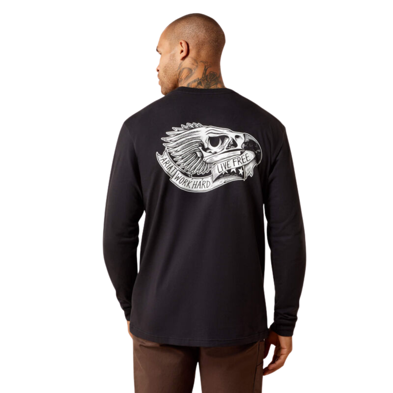 Ariat Men's Rebar Cotton Strong Eagle Skull Long Sleeve T-Shirt - Black-1
