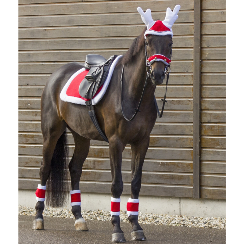 QHP Fur Lining with Christmas Bells - Red-2