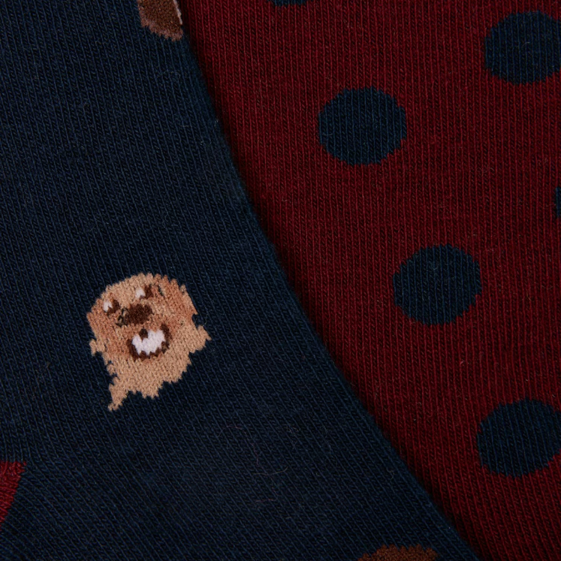 Joules Ladies Everyday 2 Pack Socks - Navy Mini Dog-2