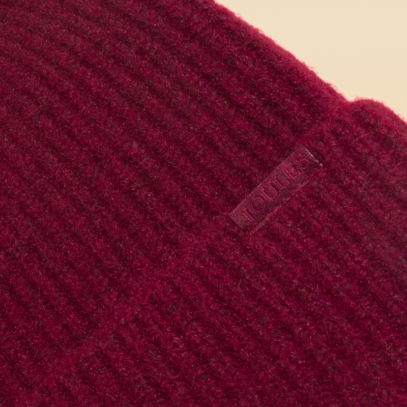 Joules Ladies Fine Knit Beanie - Berry Red-3