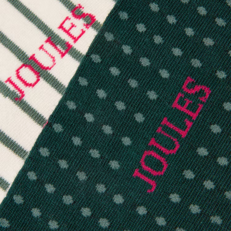 Joules Ladies Everyday 2 Pack Socks - Pink/Green Hare-2