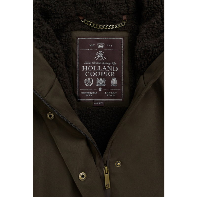 Holland Cooper One-Size Waterproof Parka - Olive Brown-7