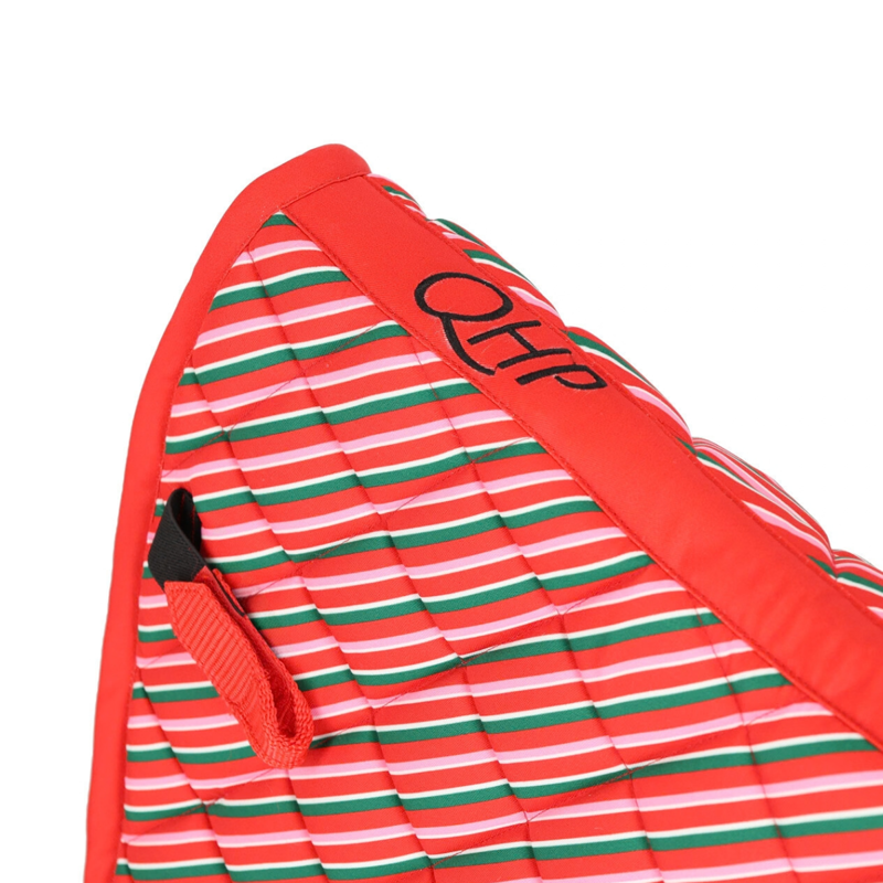 QHP Christmas AP Saddle Pad - Jolly Stripe-2
