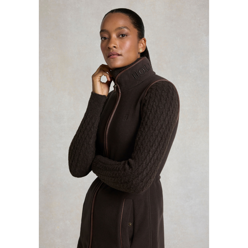 Holland Cooper Country Longline Fleece Gilet - Chocolate-2