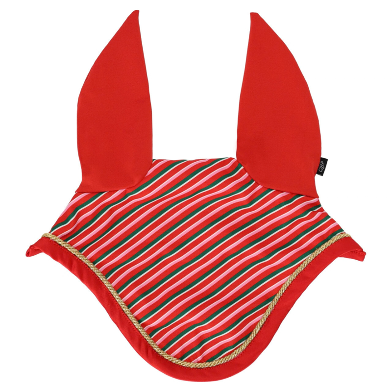 QHP Christmas Print Ear Net - Jolly Stripe-2