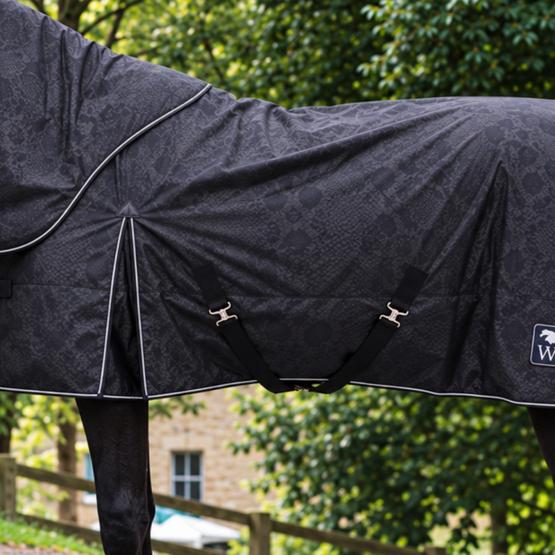 John Whitaker Dylan 150g Combo Turnout Rug - Black Snake Print-2