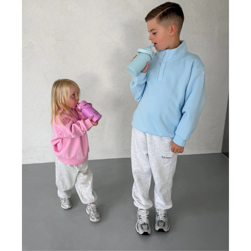 Gym + Coffee Kids Snap Collar Sierra Sweatshirt - Pink Blossom-4