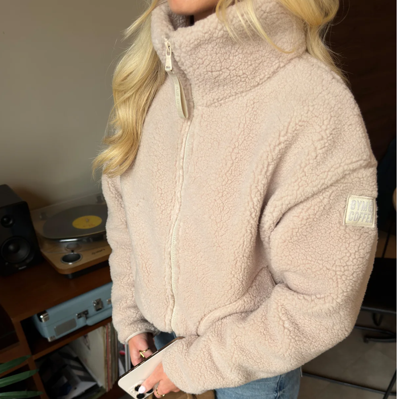 Gym + Coffee Women's Industry Fleece High Collar Jacket - Natural