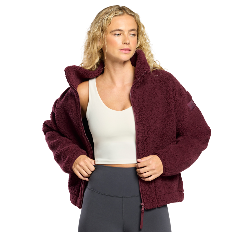 Gym + Coffee Women's Industry Fleece High Collar Jacket - Cherry Crush-9