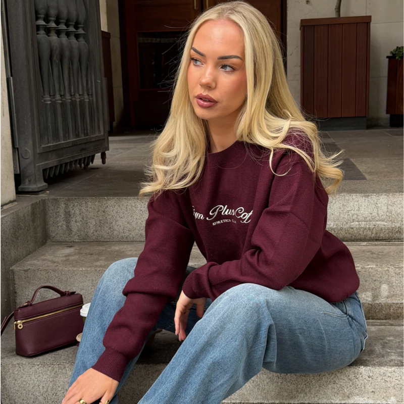Gym + Coffee Women's Knit Crew - Fig-2