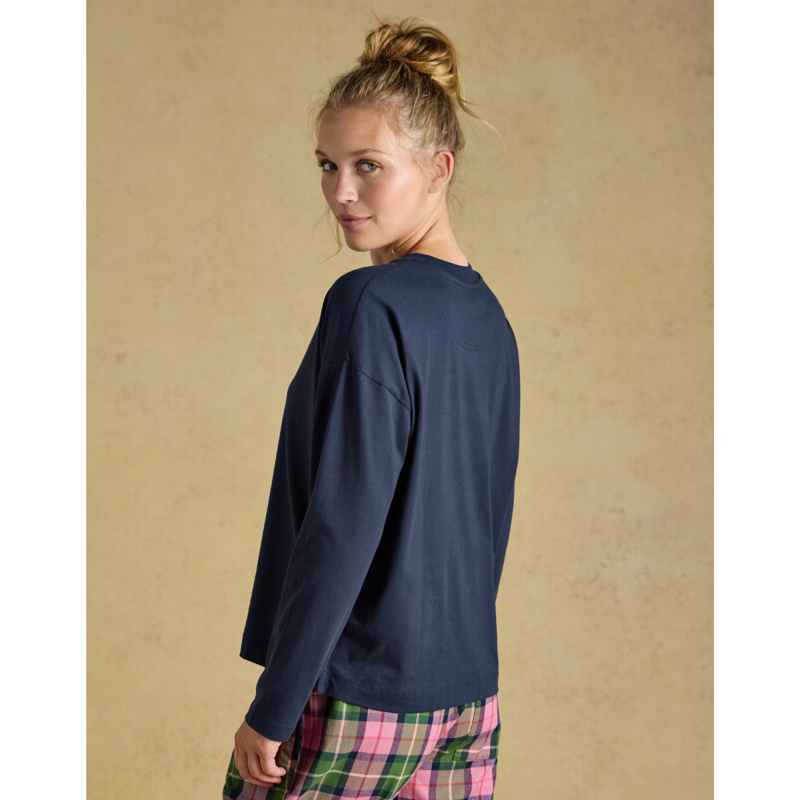 Joules Ladies Long Sleeve Pyjama Top - Navy-2