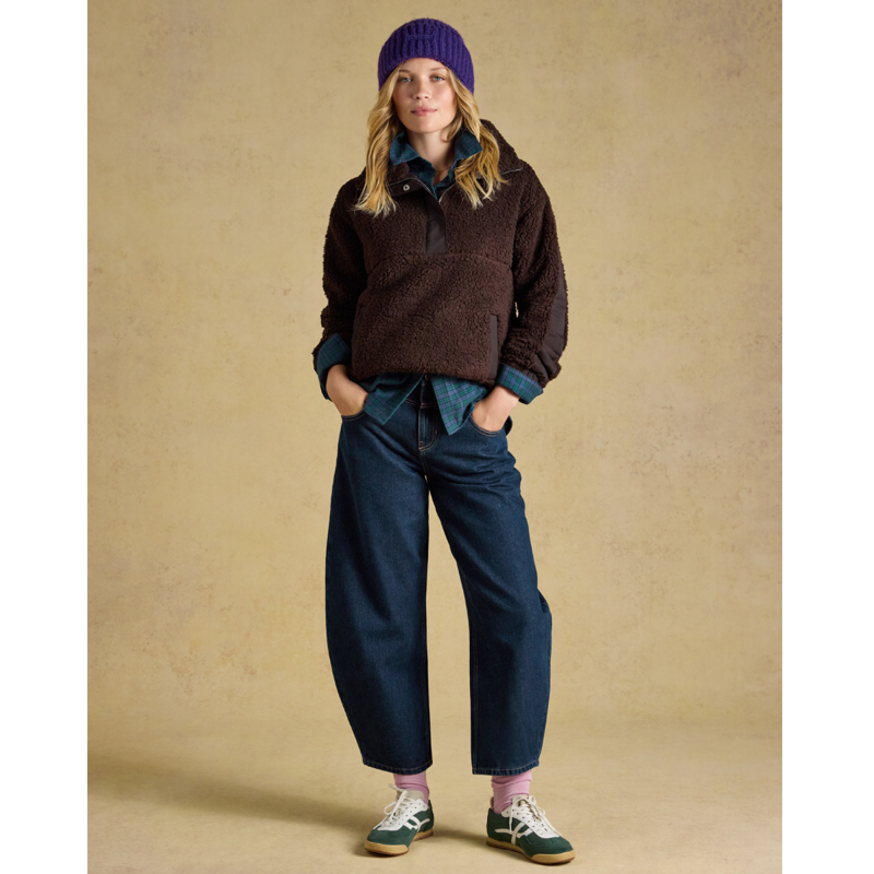 Joules Ladies Tilly Quarter Zip Fleece - Chocolate Brown-2