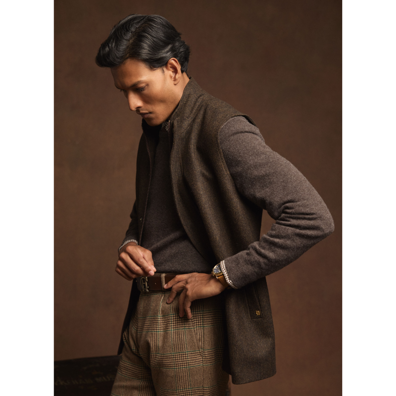 Holland Cooper Men's Country Classic Tweed Gilet - Chocolate Herringbone-2