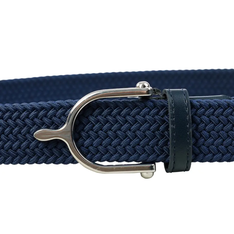 WeatherBeeta Elasticated Braided Riding Belt - Navy/Silver-2