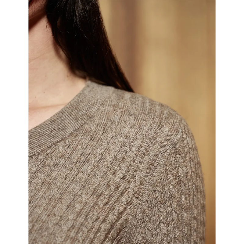 WeatherBeeta Cable V-Neck Pullover - Taupe Marle-3