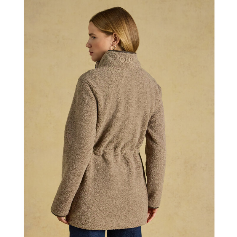 Joules Ladies Borg Fleece Heritage Longline Jacket - Mink Brown-1