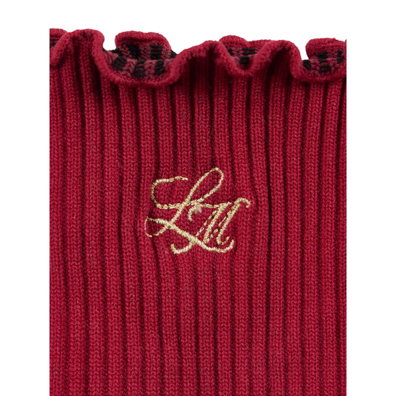 LeMieux Lustre Frill Edge Ribbed Socks - Garnet-2