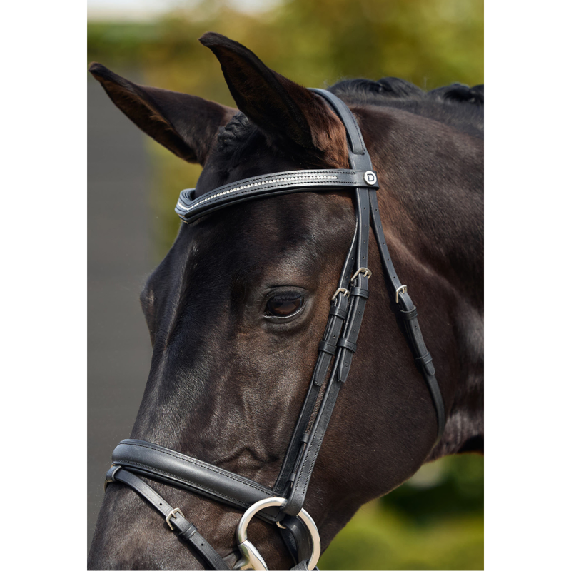Dublin Padded Comfort Crown Crystal Flash Bridle - Black-2