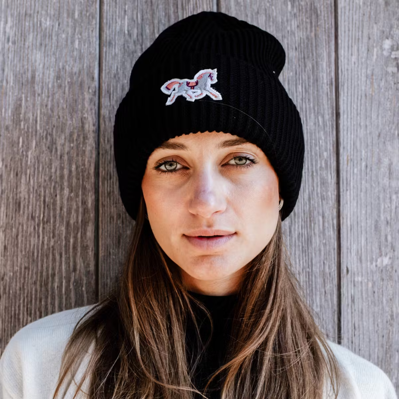 Kentucky Black Horse Beanie - Old Rose-2