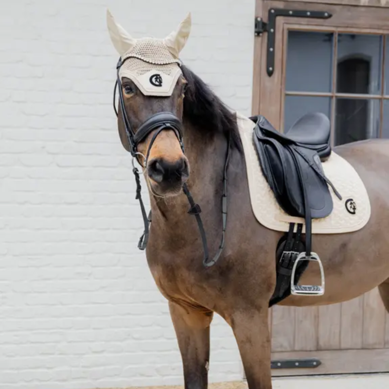 Kentucky Plaited 3D Logo Dressage Saddlepad Full - Beige-2