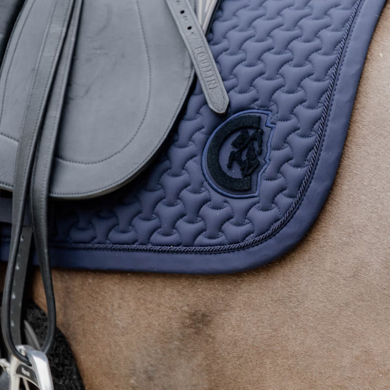 Kentucky Plaited 3D Logo Dressage Saddlepad Full - Navy-2