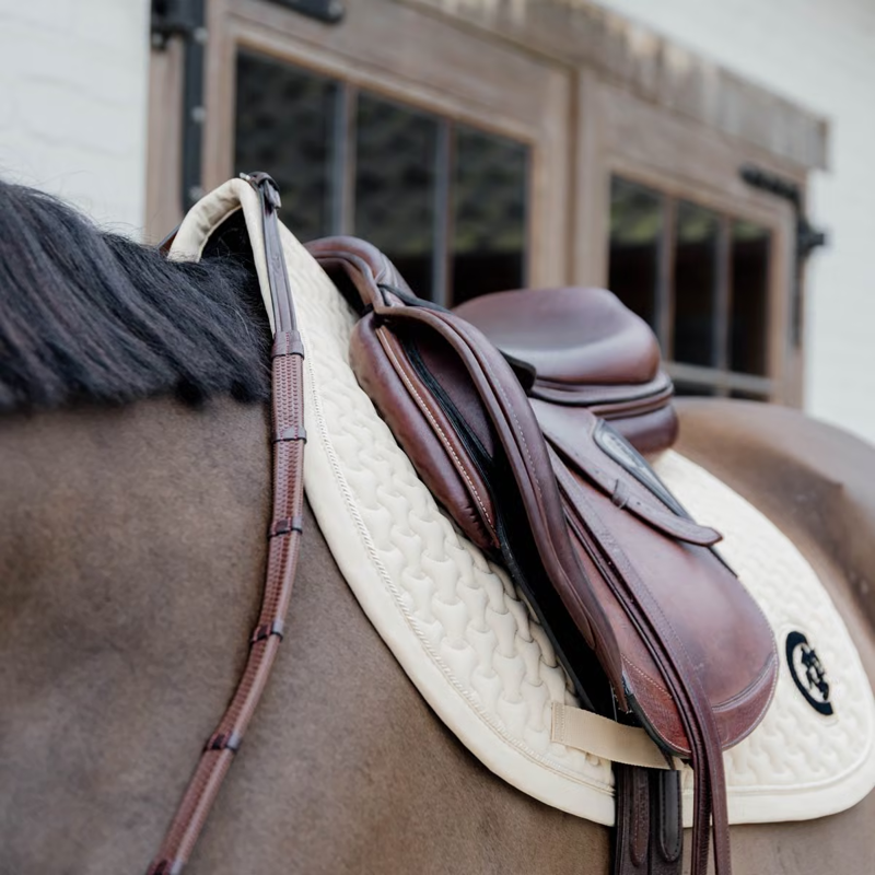 Kentucky Plaited 3D Logo Show Jumping Saddlepad Full - Beige-2