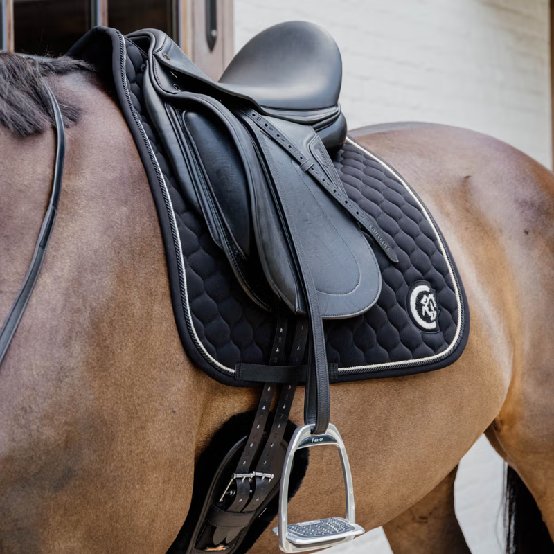 Kentucky Onion Quilt 3D Logo Dressage Saddlepad Full - Black-2