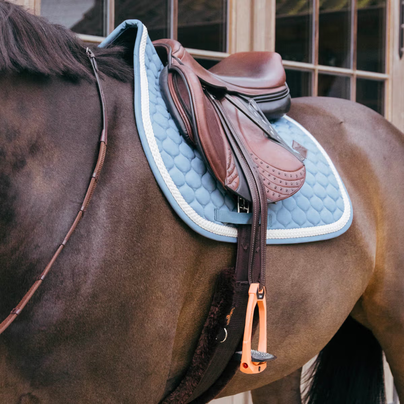 Kentucky Show Jumping Saddlepad with Plaited Cord Full - Light Blue-2