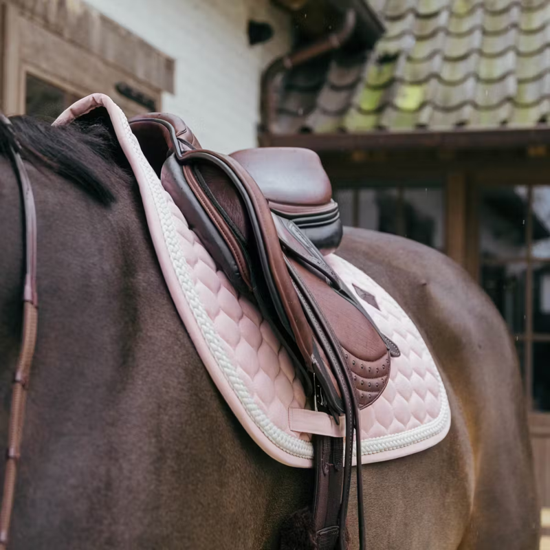 Kentucky Show Jumping Saddlepad with Plaited Cord Full - Light Rose-1