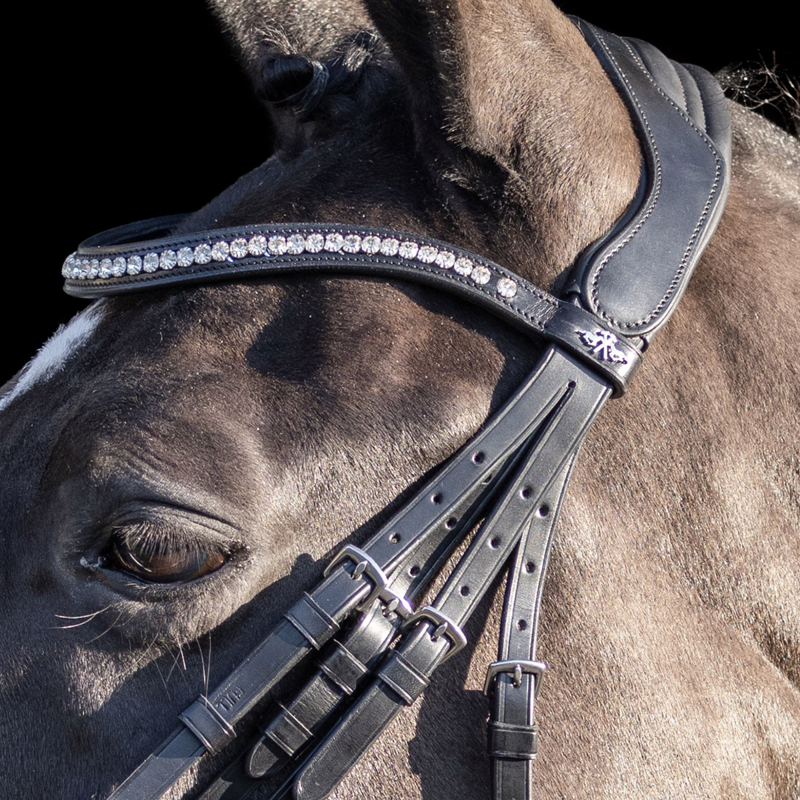 HV Polo Legacy Deluxe Weymouth Bridle - Black/White-2