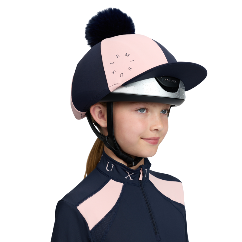 LeMieux Harlequin Hat Silk - Navy/Petal-2